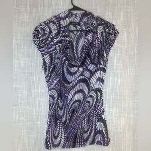 DRAPING NECK PURPLE ABSTRACT TANK TOP